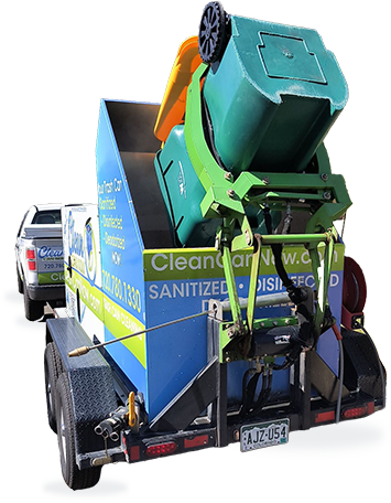 Trash can cleaning truck