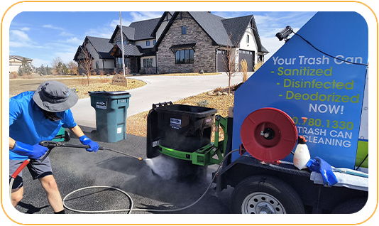 Trash can cleaning truck