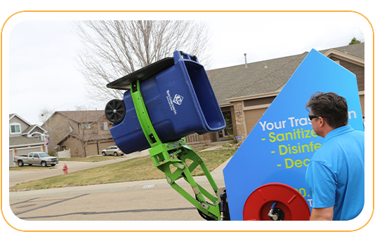 Trash can cleaning truck