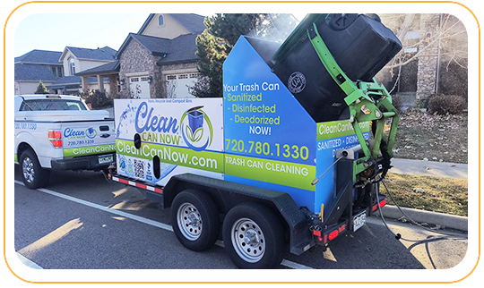 Trash can cleaning truck